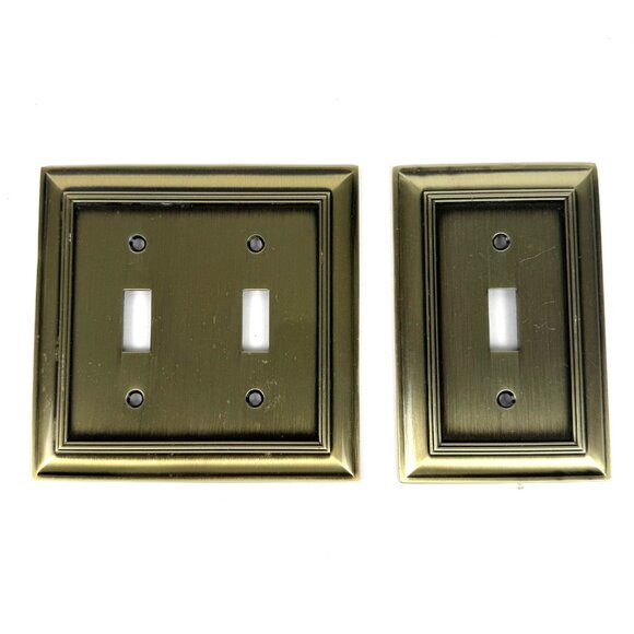 Outlet Box Cover Plate State Star Corp UL Antique Brushed Brass Finish Set of 2 - Picture 1 of 7